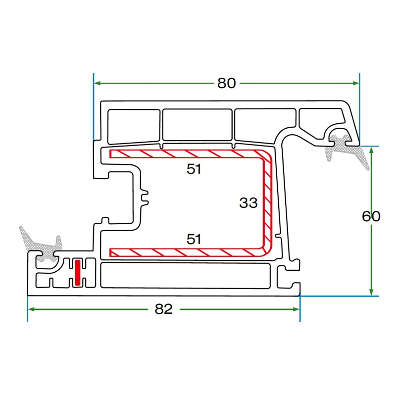 K-6022
PERFIL DE HOJA DE PUERTA DE BALCÓN
